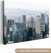 Canvas Schilderij New York - Skyline - Mist - 60x40 cm - Wanddecoratie