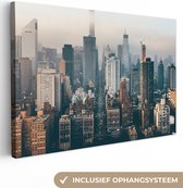 Canvas Schilderij New York - Skyline - Amerika - 60x40 cm - Wanddecoratie