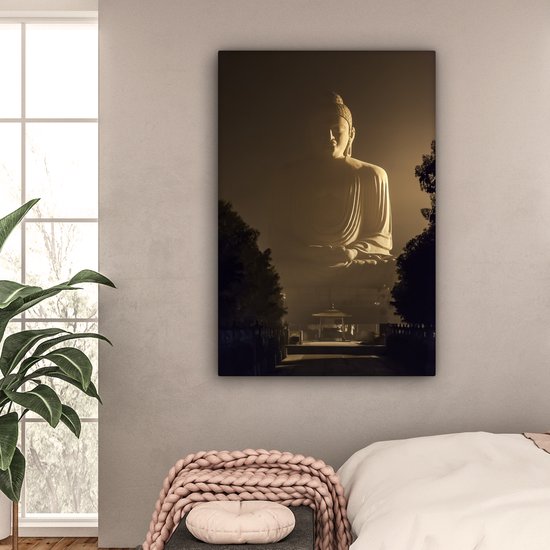 Peintures sur toile Bouddha - Ombre - Arbre - 80x120 cm - Décoration murale