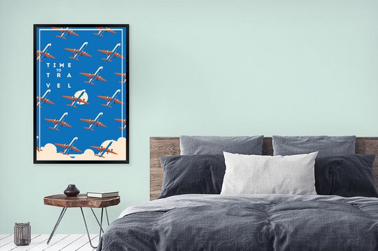 Fotolijst incl. Poster - Vliegtuig - Patronen - Quotes - 80x120 cm - Posterlijst