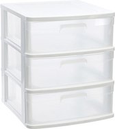 Ladeblok/bureau organizer met 3x lades wit/transparant - L40 x B39 x H49.5 cm - Opruimen/opbergen laatjes