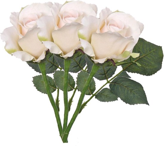3x Zalm witte decoratie rozen 30 cm- set van 3 kunstrozen - Kunstbloemen/kunstplanten decoratie/wonen