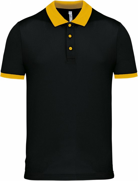 ProAct Poloshirt Sport Pro premium quality - zwart/geel - mesh polyester stof - voor heren L