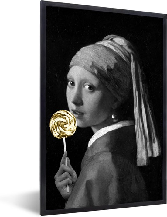 Fotolijst incl. Poster - Meisje met de parel - Johannes Vermeer - Lolly - Goud - 40x60 cm - Posterlijst