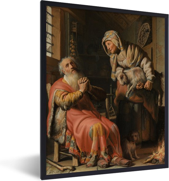 Fotolijst incl. Poster - Tobit en Anna met het bokje - Rembrandt van Rijn - 30x40 cm - Posterlijst