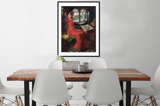Affiche avec cadre Je suis à moitié malade des ombres, a dit la Dame de Shalott - peinture de John William Waterhouse - 60x80 cm