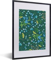 Motif fleuri vert et bleu 30x40 cm - petit
