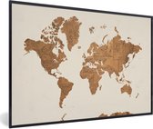 Fotolijst incl. Poster - Wereldkaart - Vintage - Kaarten - 30x20 cm - Posterlijst