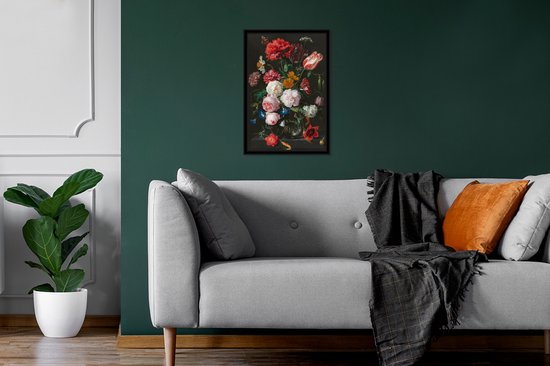 Affiche encadrée - Peinture - Fleurs - Jan Davidsz. de Heem - Cadre photo - Affiche - Décoration murale - 20x30 cm - Décoration de chambre - Salon
