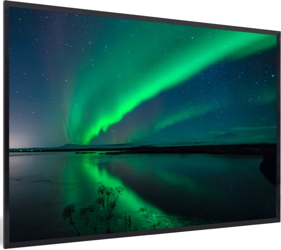 Cadre photo avec affiche - Aurores boréales - Islande - Ciel étoilé - Vert - Water - 30x20 cm - Cadre pour affiche