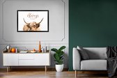 Cadre photo avec affiche - Highlander écossais - Proverbes - Animal - 90x60 cm - Cadre pour affiche