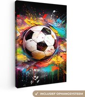 Canvas schilderij voetbal 80x120 cm - Slaap kamer decoratie tieners - Muurdecoratie canvasdoek - Muurdoek keuken interieur verf kleuren - Foto op canvas - Keukenschilderij woondecoratie - Slaapkamer schilderijen