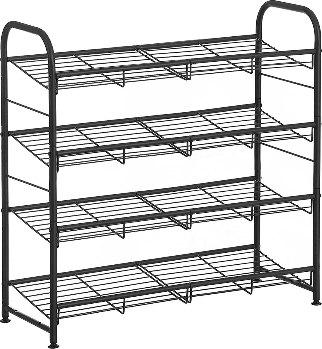 Metalen schoenenrek - 4 Niveaus - Voor 16 paar schoenen - Zwart