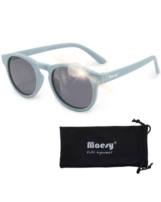 Maesy - lunettes de soleil pour enfants Faela - 3-6 ans - flexible pliable - protection UV400 polarisée - tout-petits et enfants d'âge préscolaire - lunettes de soleil pour enfants garçons et filles rondes - bleu clair