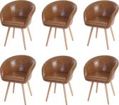 Set van 6 eetkamerstoelen Malmö T633, stoel keukenstoel, retro jaren 50 design ~ imitatieleer, imitatiesuède