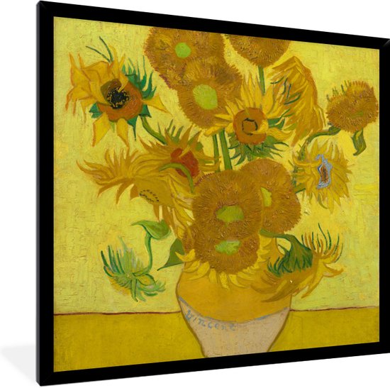 Fotolijst incl. Poster - Zonnebloemen - Vincent van Gogh - 40x40 cm - Posterlijst