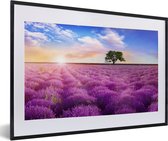 Affiche - Cadre photo - Lavande - Fleurs - Arbre - Soleil - Paysage - Affiche avec cadre - 60x40 cm - Cadre - Cadre affiche - Affiche lavande - Décoration maison - Affiche nature - Photo sous cadre