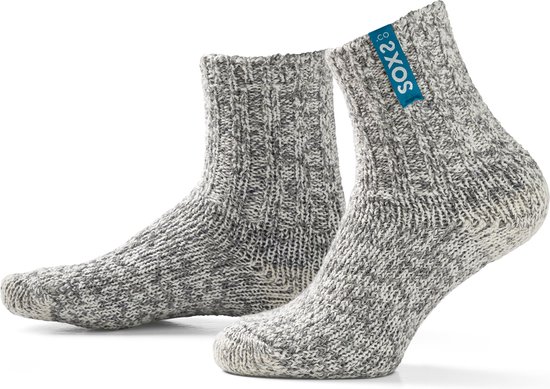 SOXS® Wollen sokken | SOX3624 | Grijs | Kuithoogte | Maat 30-34 | Antislip | Blue surf label