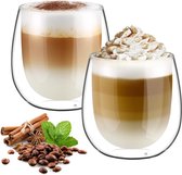 250 ml dubbelwandige latte macchiato glazenset borosilicaatglas koffiekopjes glazen set van 2 koffieglazen theeglazen voor espresso, cappuccino, latte, iced Americano, thee, ijs, melk, sap