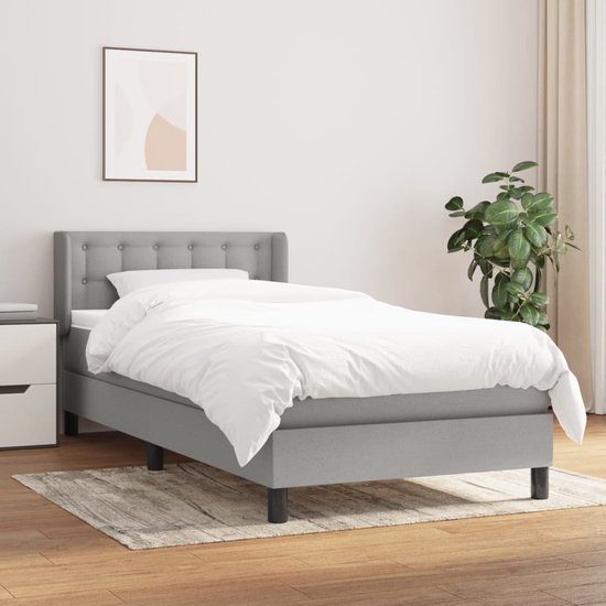 The Living Store Bed - Boxspring - Lichtgrijs - 203x93x78/88 cm - Pocketvering