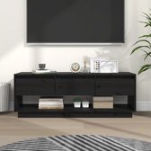 The Living Store Zwevend TV-meubel - Zwart - 110.5 x 34 x 40 cm - Massief grenenhout