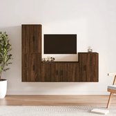 The Living Store TV-meubelset - klassiek - televisiekastenset - 80 x 34.5 x 40 cm - Ken- bruineiken - Materiaal- bewerkt hout