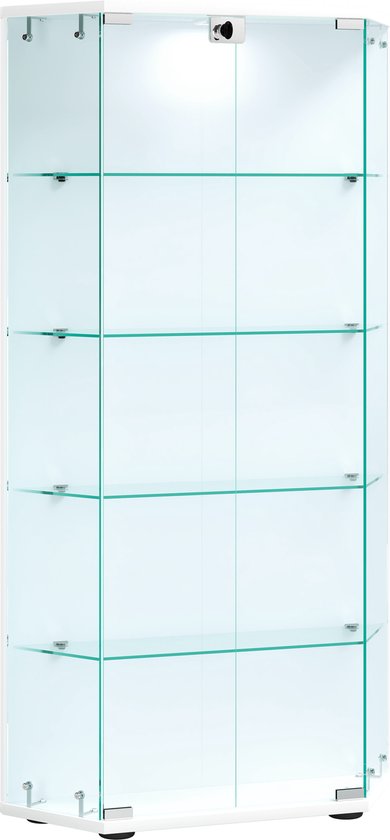 VCM Vitrine en Bois Vitrine de Collections Verres en Verre Vitrine sur Pied Cenila L