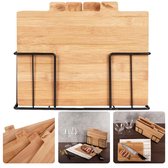 Ensemble de planches à découper Cheqo® 4 pièces - Planches à découper en Bamboe avec support - Planche à découper - 28x20x0,7 cm - Prévenir la contamination croisée - Coins arrondis - 28,5x8x24 cm