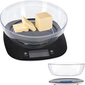 Cheqo® Balance de Cuisine avec Bol Mélangeur - Balance Electronique - LCD - Jusqu'à 5 KG - Balance de Cuisine avec Kom - 1400ml - Sur Piles
