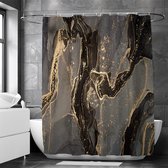 Rideau de douche imperméable motif marbre - aspect Luxe , excellente résistance à l'eau - haute qualité, Extra épais, facile à installer - noir/or