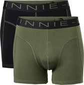 Vinnie-G Boxershorts 2-pack Black/Forest Stitches - Maat XXL - Heren Onderbroeken Zwart/Donkergroen - Geen irritante Labels - Katoen heren ondergoed