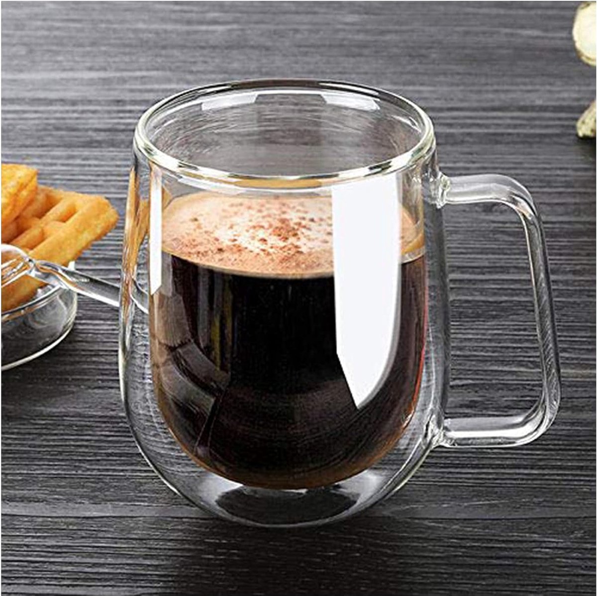 Rhitchy Tasse Expresso Double Paroi: 250ml 4 pièces Tasse a Cafe Fabriqué  Verre Borosilicaté Tasses Cafe Expresso 8,2 x 9 cm, Tasse Verre Double Paroi  Convient pour Cappuccino, Latte, thé, lait 