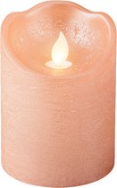 Bougie/bougie pilier LED Lumineo - rose clair - D7,5 x H10 cm - avec minuterie