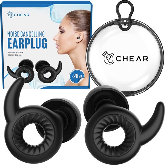 Bouchons d'oreille en Siliconen pour Adultes et Enfants – Bouchons d'oreilles pour dormir sur le côté – Protection auditive Festival – Zwart