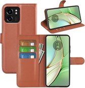Motorola Edge 40 Hoesje - MobyDefend Kunstleren Wallet Book Case (Sluiting Voorkant) - Bruin - GSM Hoesje - Telefoonhoesje Geschikt Voor Motorola Edge 40