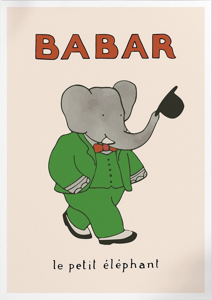 Pepperwall 50 Years Of Babar (Babar de Olifant) | Poster | A3: 30 x 40 cm Multikleur