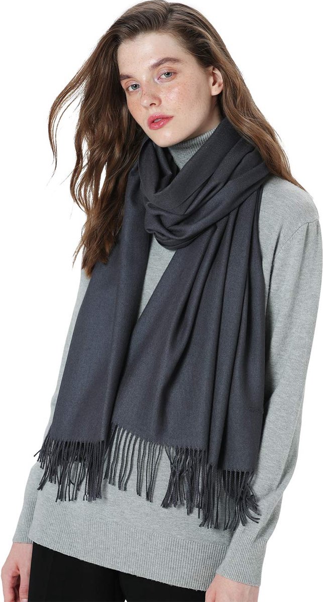 Geweo Sjaal Dames - Wintersjaal - 200*70 cm - Omslagdoek Dames Sjaal - Stola - Grijs