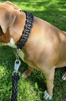 Stevige hondenriem, incl. halsband - Zwart - Maat L - geschikt voor grote/ zware honden - Nylon gevlochten