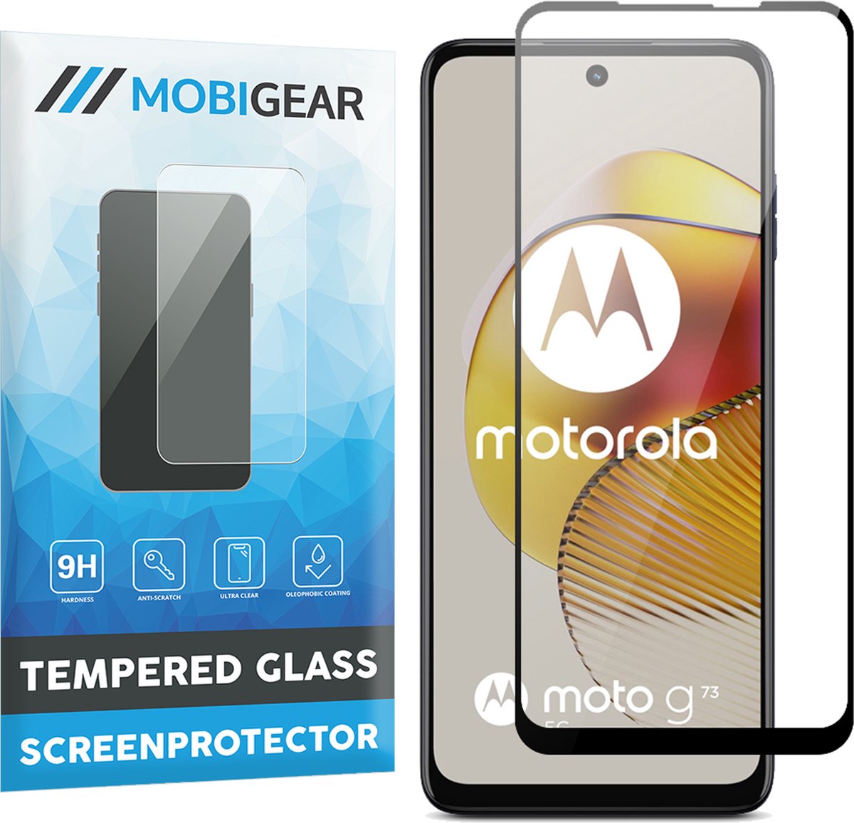 Mobigear Screenprotector geschikt voor Motorola Moto G73 5G Glazen | Mobigear Premium Screenprotector - Case Friendly - Zwart