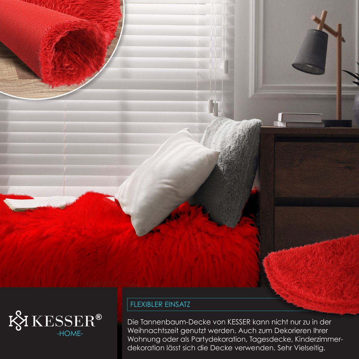 Jupe De Noël En Fausse Fourrure - Base Douce Et Décorative Pour Sapin - Blanc - Grande Taille - Réutilisable