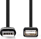 Nedis USB-Kabel - USB 2.0 - USB-A Male - USB-A Female - 480 Mbps - Vernikkeld - 2.00 m - Rond - PVC - Zwart - Label