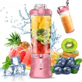 EVERFUZE - Blender Smoothie - Blender to Go USB C - Mini Blender - Draagbare Blender Reizen - Roze - LED Verlichting - Duurzaam - IJsbreker - 600ML