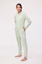 Woody Studio onesie velours meisjes/dames - muntgroen - bolletjes - 232-12-YOB-V/957 - maat 128