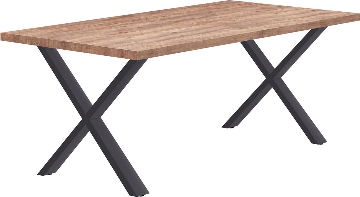 Belfurn - Eetkamertafel 190x95cm Ensor in acacia decor met kruispoot in zwart metaal