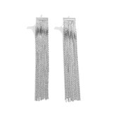 Long Tassle Oorhangers - Zilverkleurig | 10 x 1,5 cm | Fashion Favorite