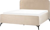 VALOGNES - Tweepersoonsbed - Taupe - 160 x 200 cm - Fluweel