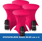 Statafelrok Roze x 4 – ∅ 80-85 x 110 cm - Statafelhoes met Draagtas - Luxe Extra Dikke Stretch Sta Tafelrok voor Statafel – Kras- en Kreukvrije Hoes