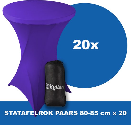 Jupe de Table Debout Violet x 20 - ∅ 80-85 x 110 cm - Housse de Table Debout avec Sac de Transport - Jupe de Table Debout Extensible Extra épaisse de Luxe pour Table Debout - Housse Anti-Rayures et Plis