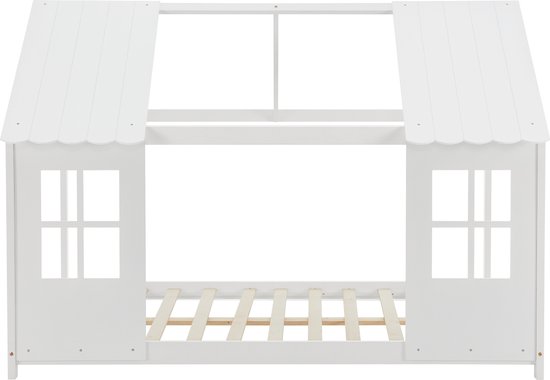 Lit enfant Tostedt lit maison pin blanc 140x200 cm
