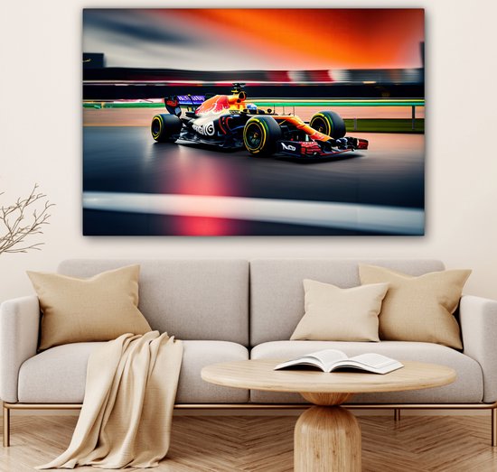 Tableau sur toile Voiture - Formule 1 - Circuit - Voiture de course - 140x90 cm - Décoration murale